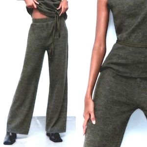 ZARA Knit Wide Leg Pants, High Rise